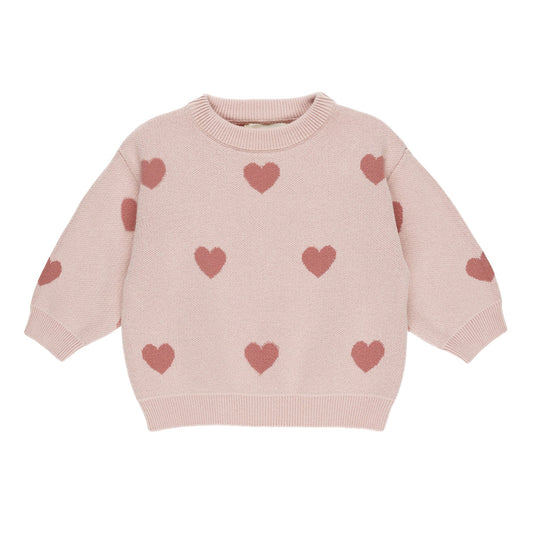 Heart Knit Sweater - Bubblegum Quincy Mae - enjoykidsus