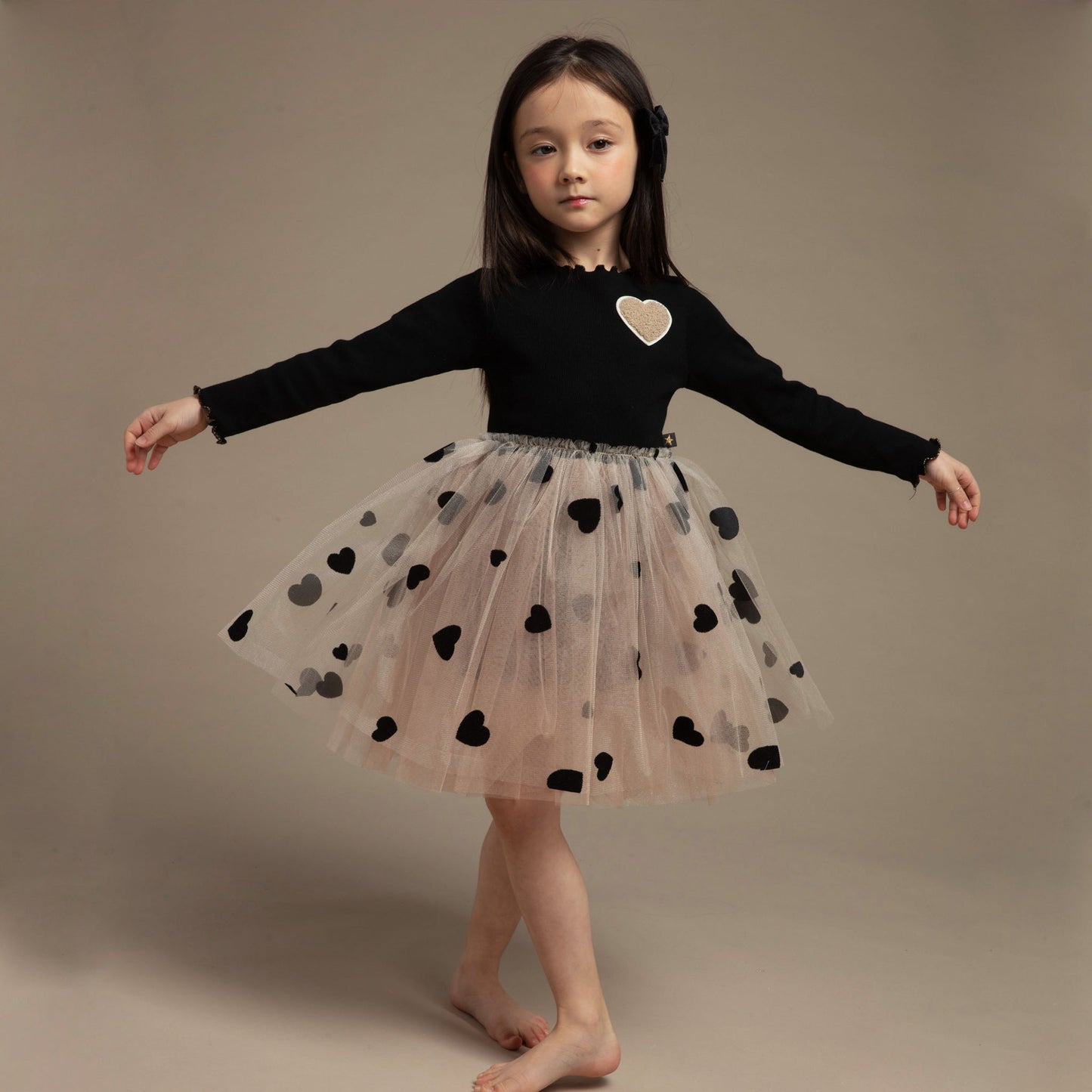 Heart Tutu Dress - Black Petite Hailey - enjoykidsus