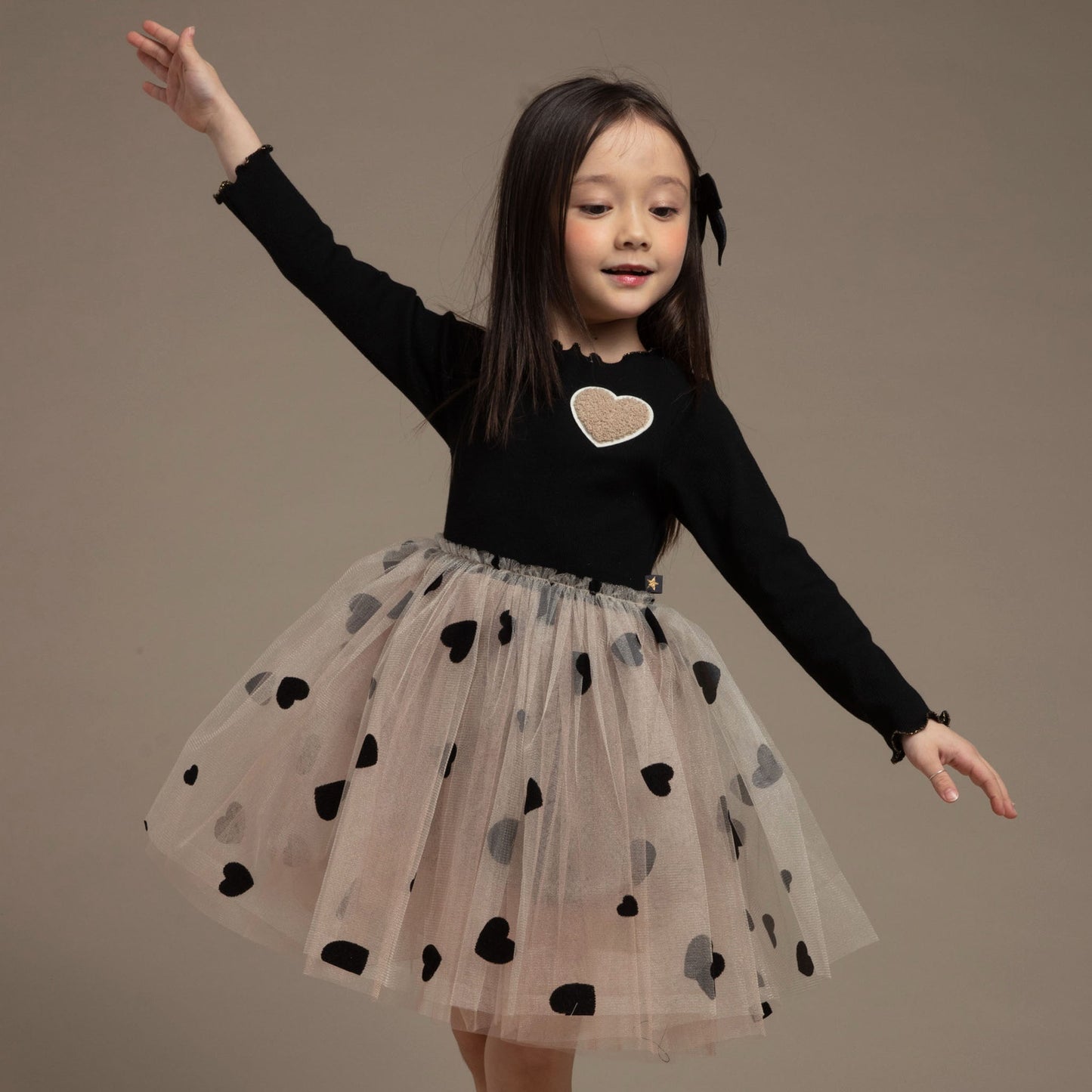 Heart Tutu Dress - Black Petite Hailey - enjoykidsus