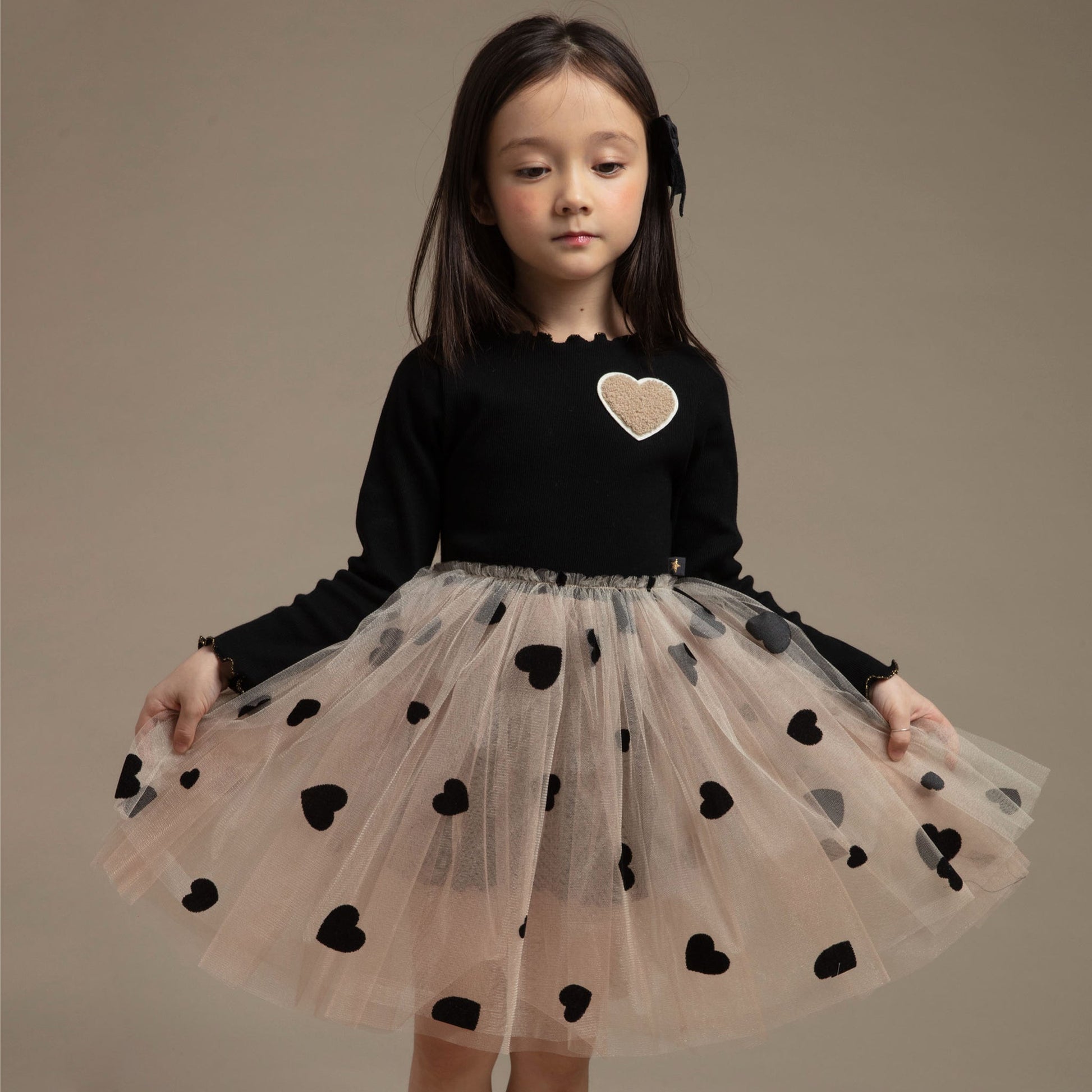 Heart Tutu Dress - Black Petite Hailey - enjoykidsus