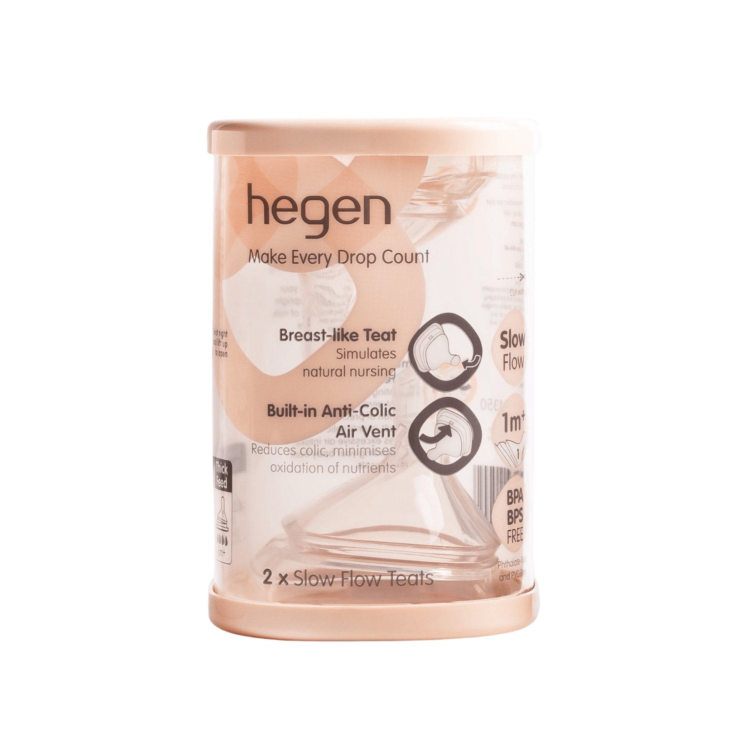 Hegen Nipple Slow Flow, 2 - Pack (1 to 3 months) Hegen - enjoykidsus