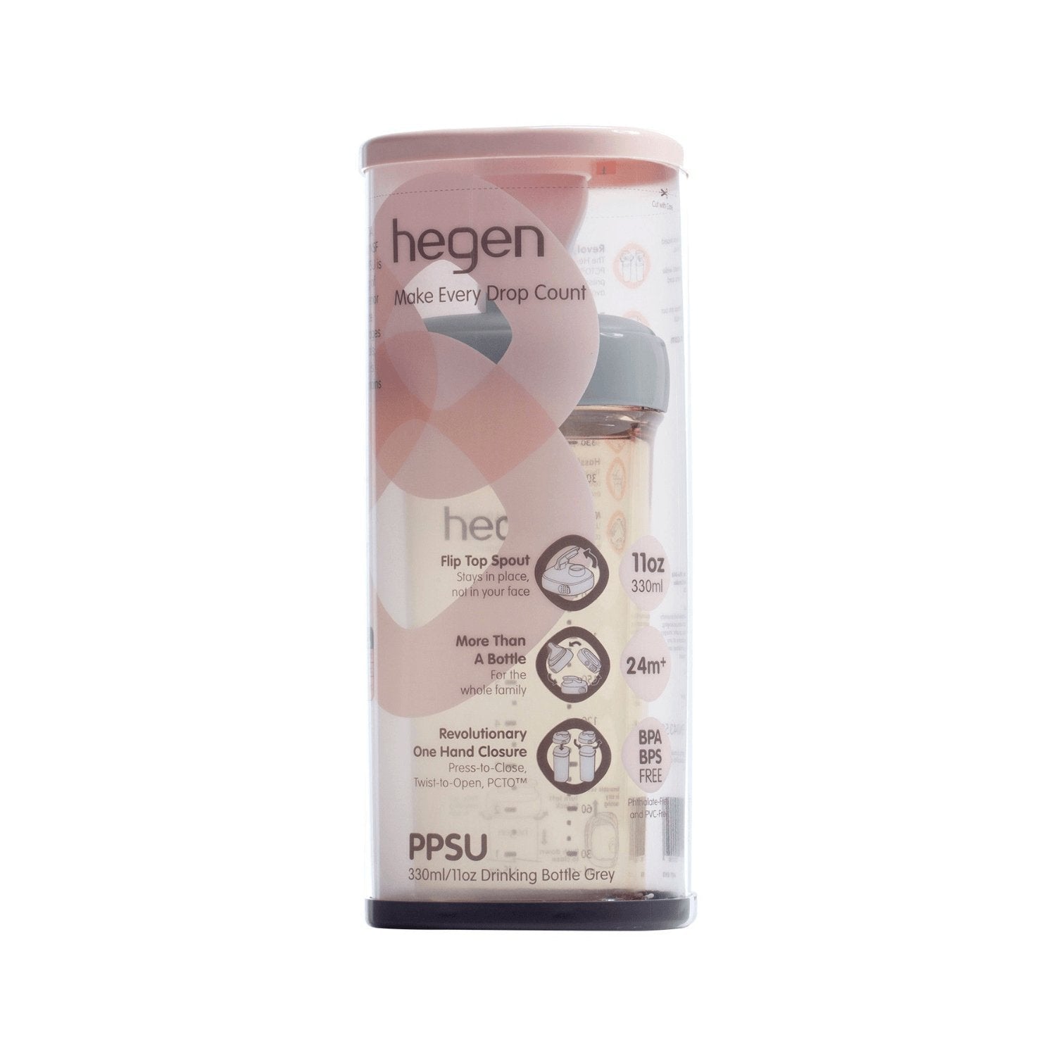 Hegen PCTO™ 330ml/11oz Drinking Bottle PPSU Grey (24 months and above) Hegen