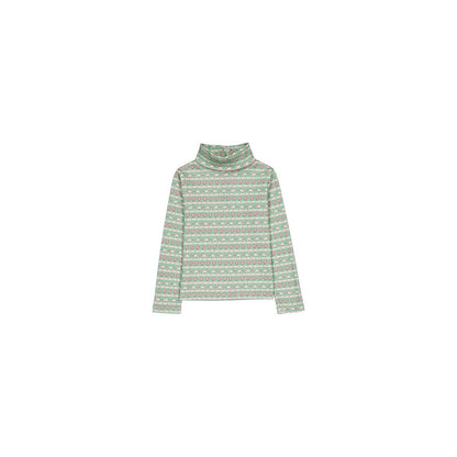 Hello Simone Twiggy Turtleneck Top in Kitty Aqua - front