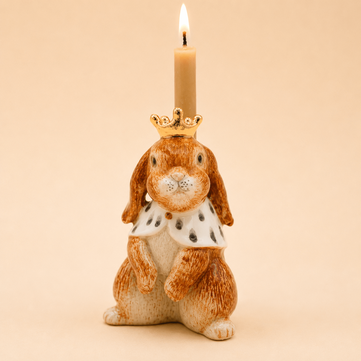 Camp Hollow Highness Hare Birthday Candle Holder | Porcelain Cake Topper
