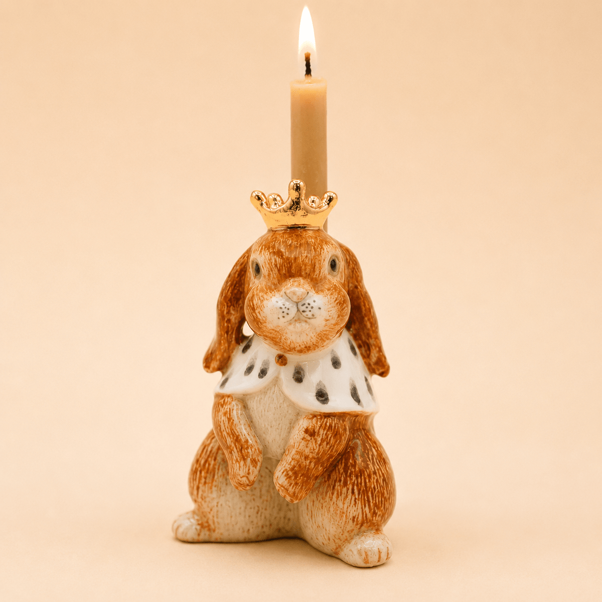 Camp Hollow Highness Hare Birthday Candle Holder | Porcelain Cake Topper