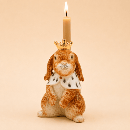 Camp Hollow Highness Hare Birthday Candle Holder | Porcelain Cake Topper