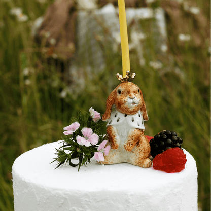 Camp Hollow Highness Hare Birthday Candle Holder | Porcelain Cake Topper