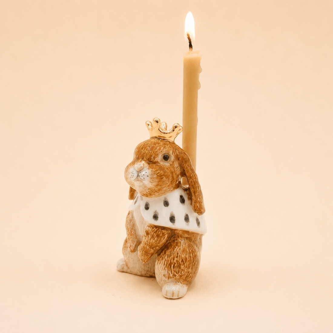 Camp Hollow Highness Hare Birthday Candle Holder | Porcelain Cake Topper