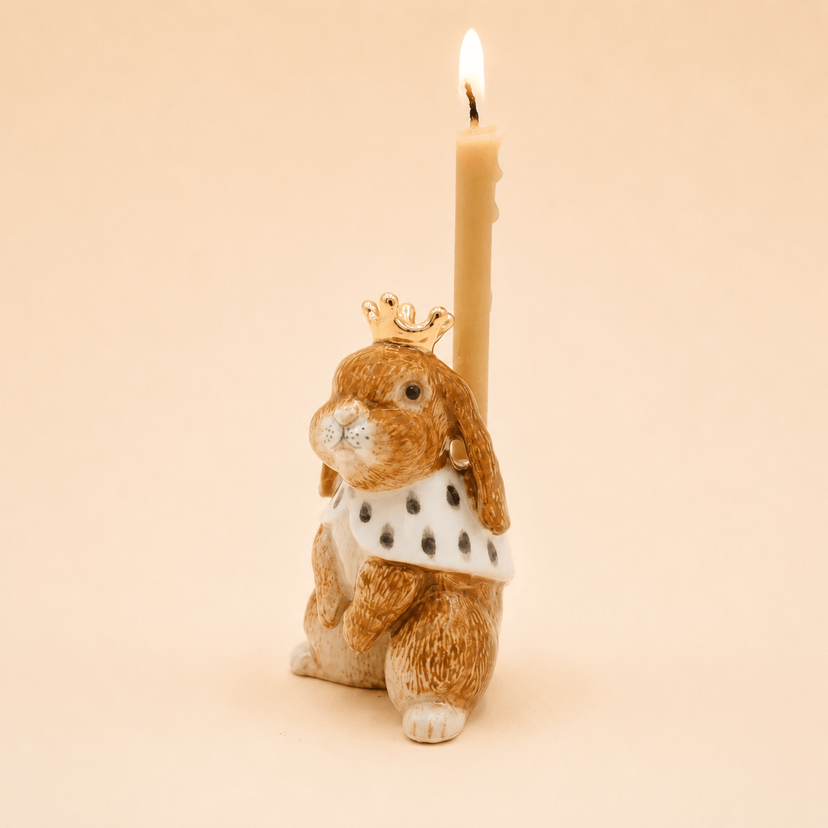 Camp Hollow Highness Hare Birthday Candle Holder | Porcelain Cake Topper