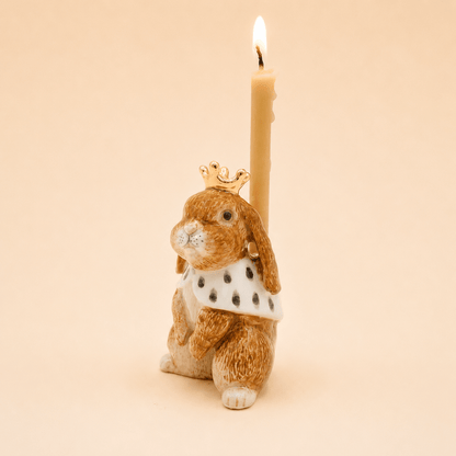 Camp Hollow Highness Hare Birthday Candle Holder | Porcelain Cake Topper