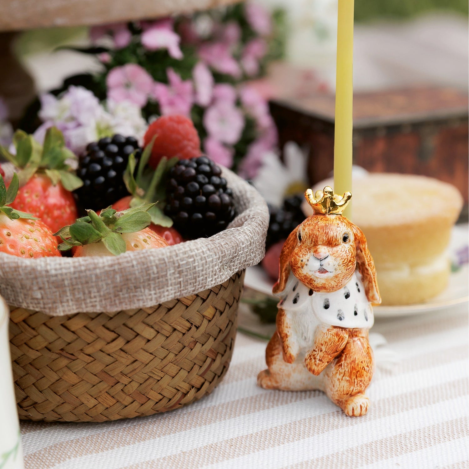 Camp Hollow Highness Hare Birthday Candle Holder | Porcelain Cake Topper