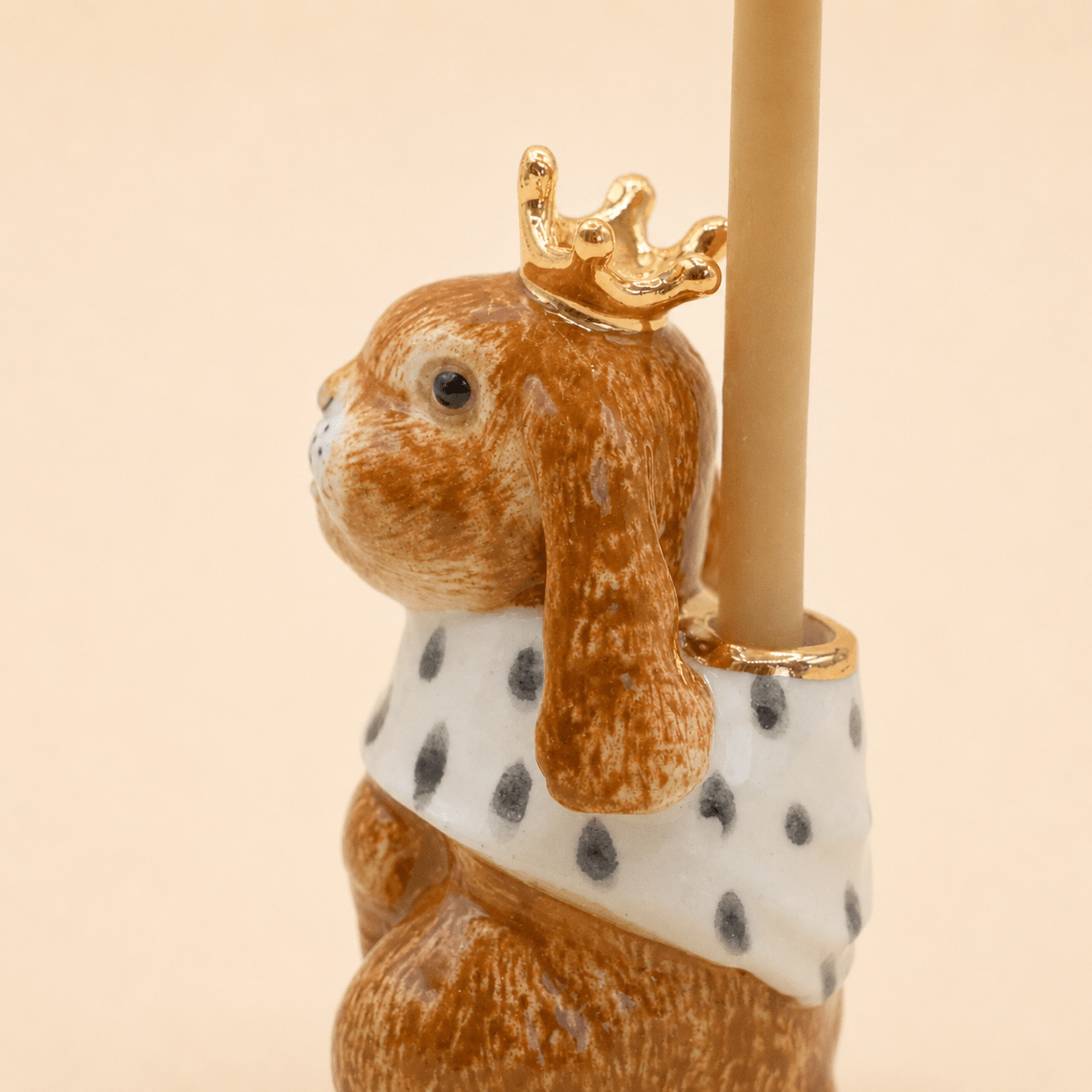 Camp Hollow Highness Hare Birthday Candle Holder | Porcelain Cake Topper