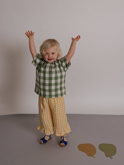 Honeycomb Gingham Frill Culottes Organic Zoo