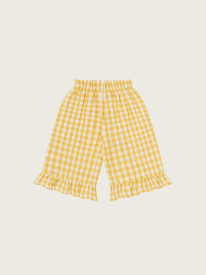 Honeycomb Gingham Frill Culottes Organic Zoo