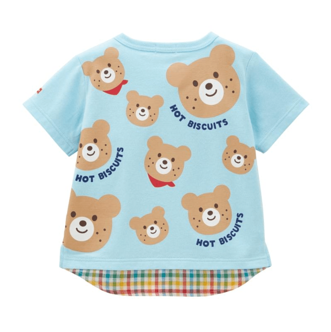 Hot Biscuits Beans - kun Back Print Layered - Look T-Shirt - Blue MIKI HOUSE