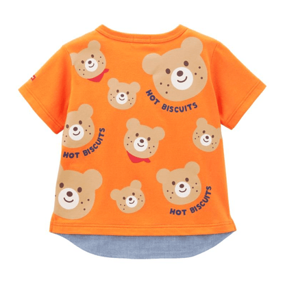 Hot Biscuits Beans - kun Back Print Layered - Look T-Shirt - Orange MIKI HOUSE