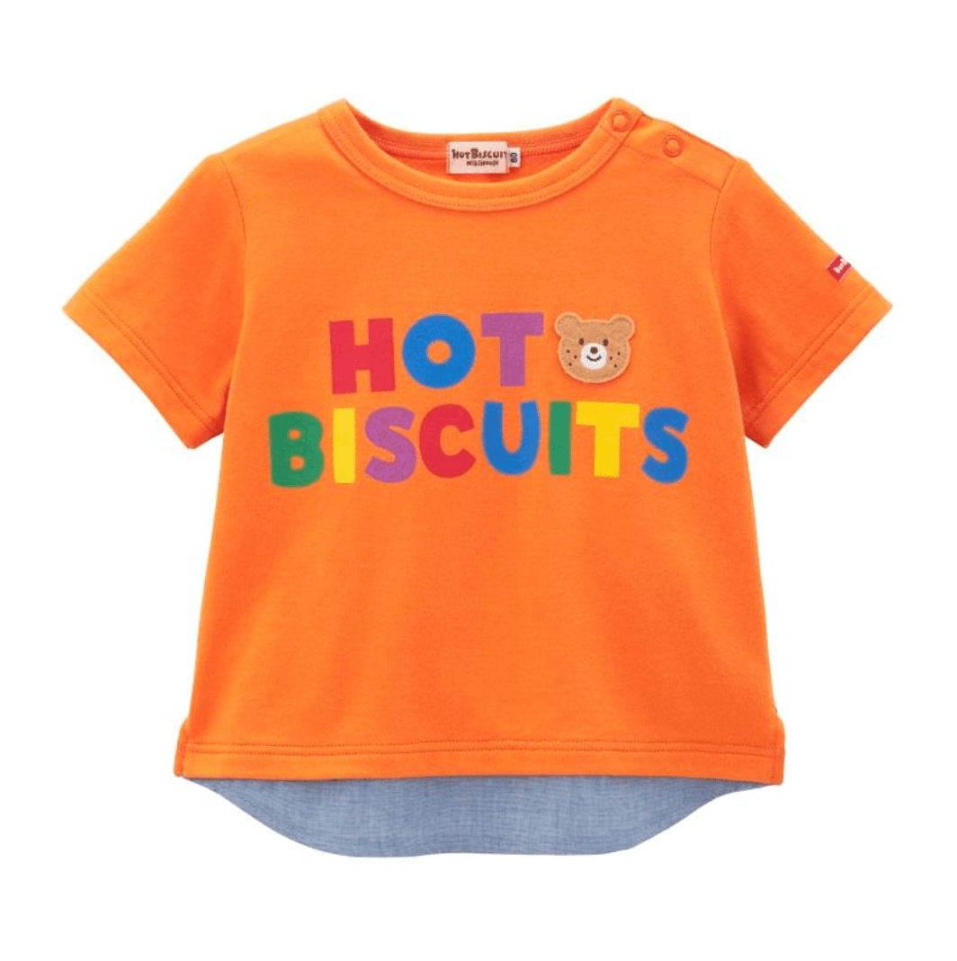 Hot Biscuits Beans - kun Back Print Layered - Look T-Shirt - Orange MIKI HOUSE