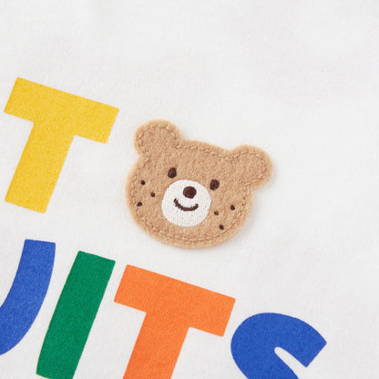 Hot Biscuits Beans - kun Back Print Layered - Look T-Shirt - White MIKI HOUSE