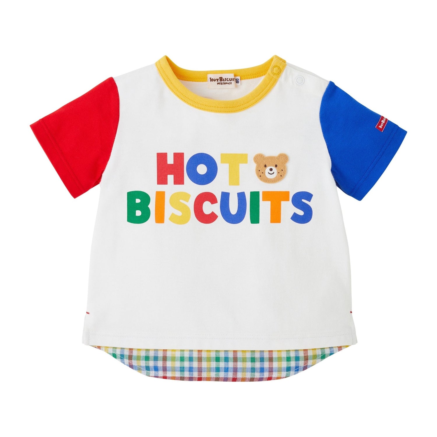 Hot Biscuits Beans - kun Back Print Layered - Look T-Shirt - White MIKI HOUSE