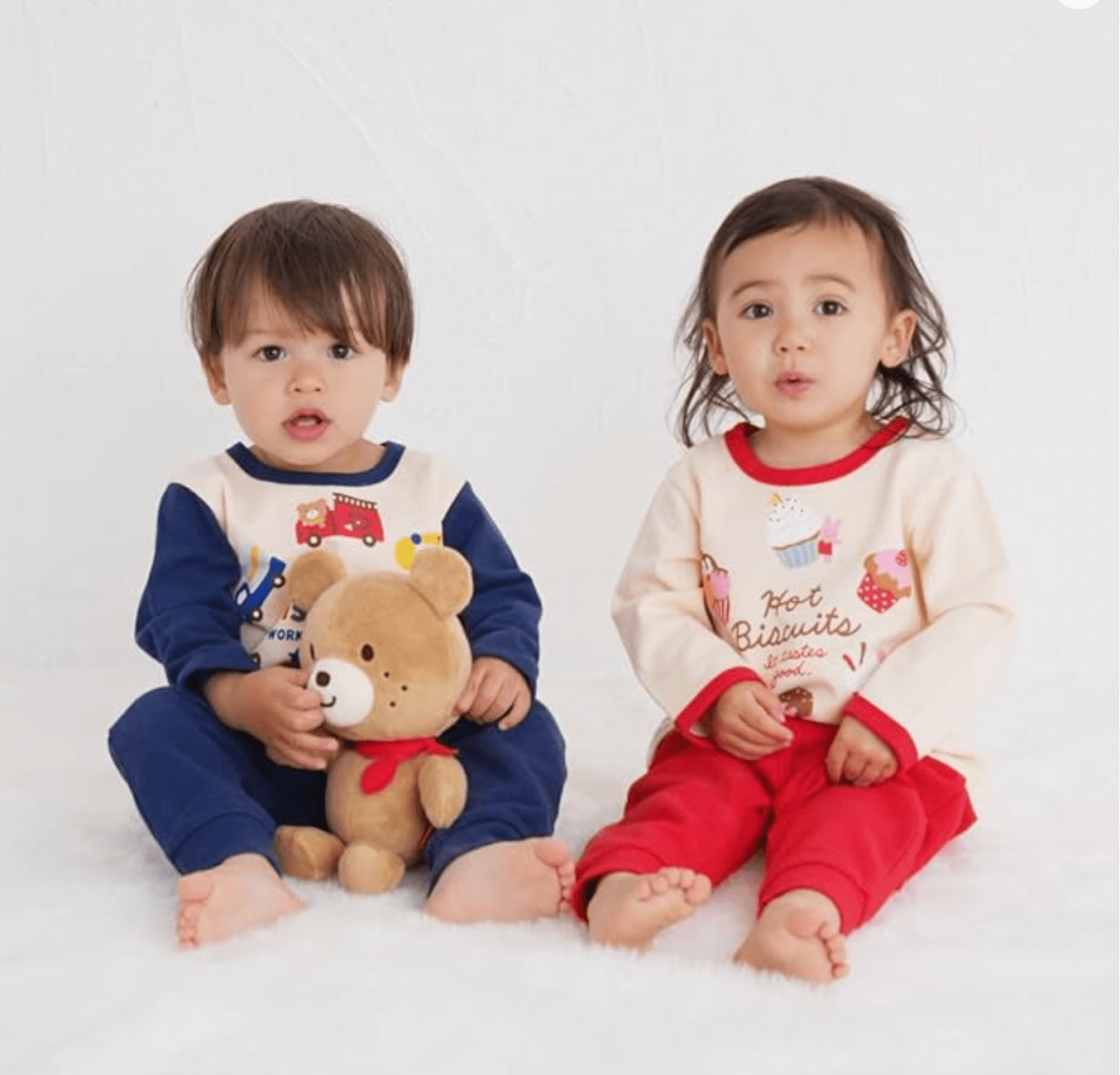 Hot Biscuits Mini Fleece Pile Loungewear Set MIKI HOUSE