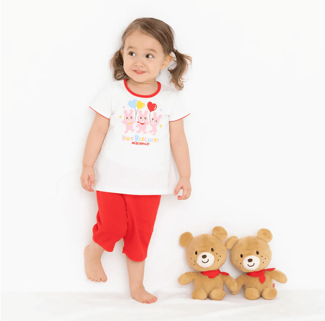 Hot Biscuits Room Wear Set – Bunny Balloon Print MIKI HOUSE