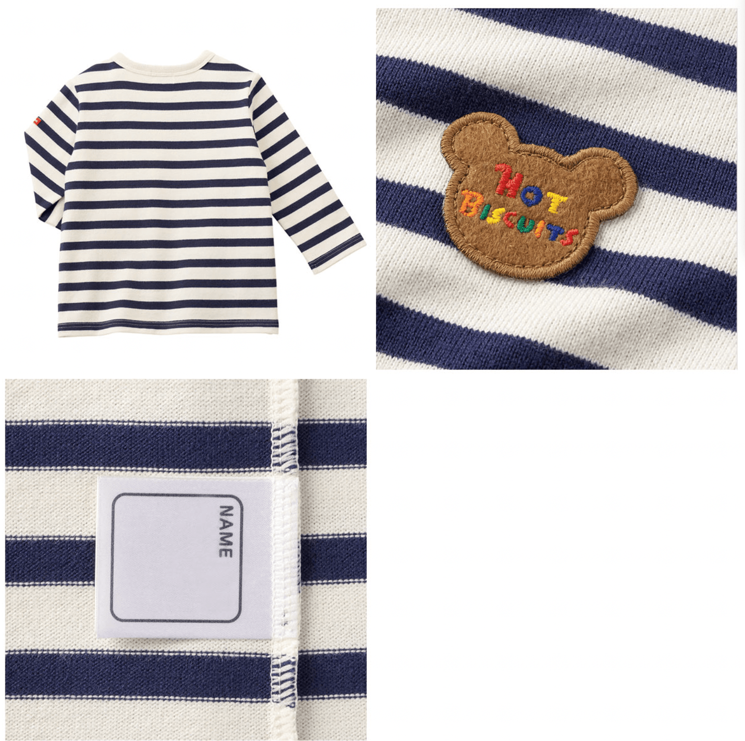 Hot Biscuits Standard Series Striped Long Sleeve T-Shirt MIKI HOUSE