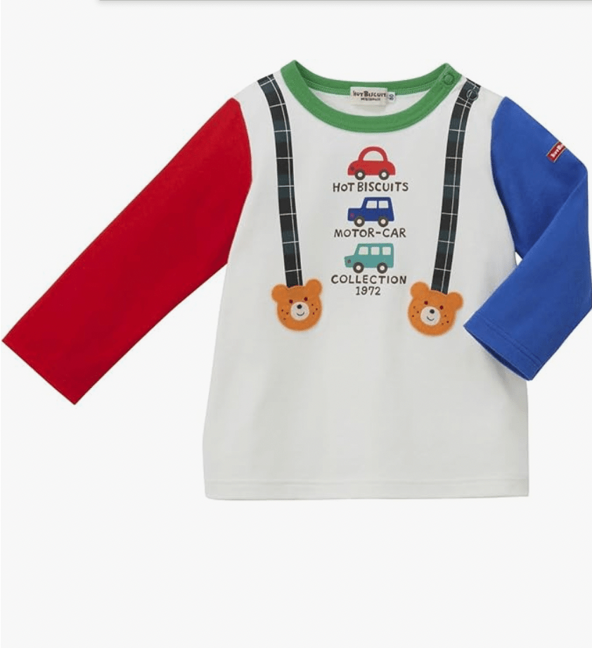 Hot Biscuits Suspender - Style Long Sleeve T-Shirt MIKI HOUSE