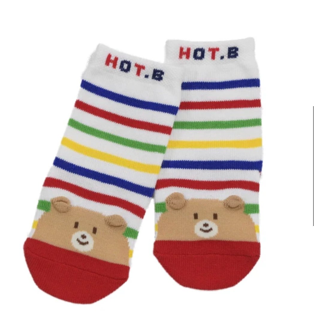 HotBiscuits socks stripe bear - Mikihouse - enjoykidsus