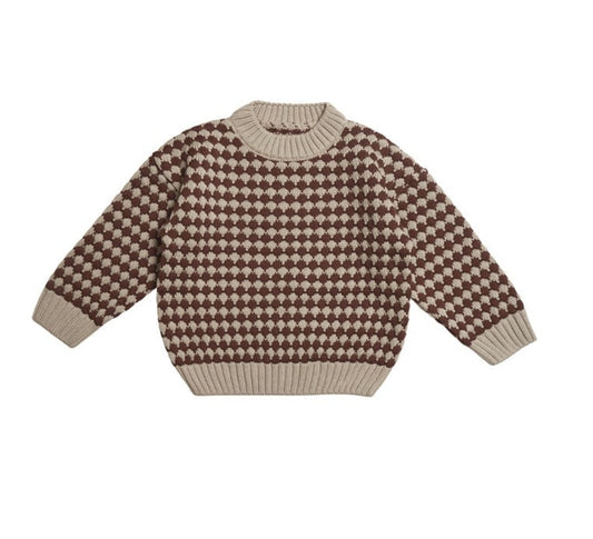 Huttelhut Bobbi Crew Neck Pattern Sweater, Camel And Cayenne Huttelihut - enjoykidsus