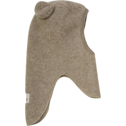 Huttelihut Teddy Ears Wool Fleece Balaclava in Savannah Melange - detail view 2