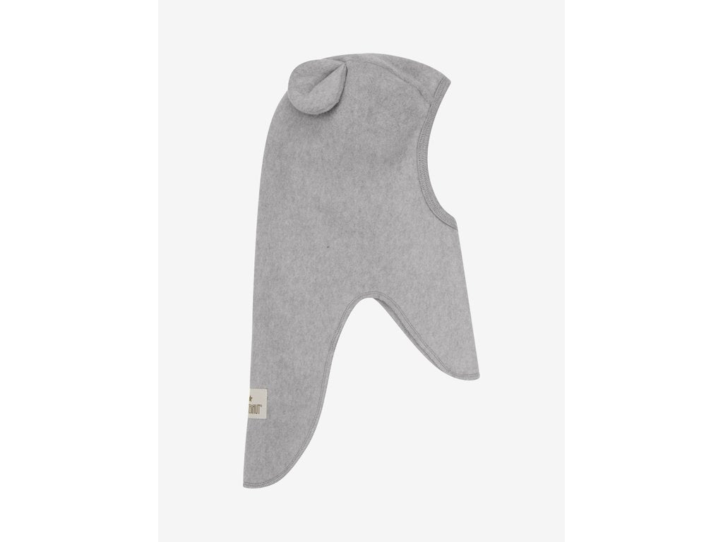 Huttelihut Teddy Ears Cotton Fleece Balaclava in Medium Grey Melange - detail view 1