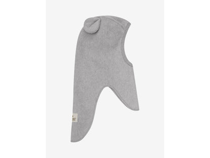 Huttelihut Teddy Ears Cotton Fleece Balaclava in Medium Grey Melange - detail view 1