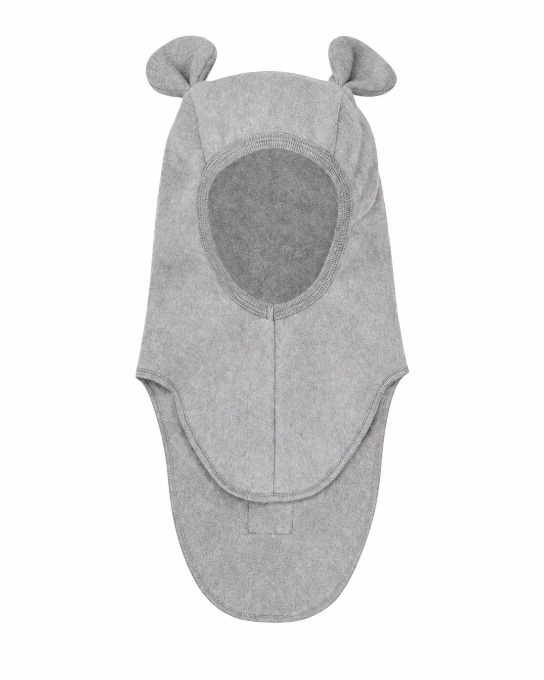 Huttelihut Teddy Ears Cotton Fleece Balaclava in Medium Grey Melange - front view on white background