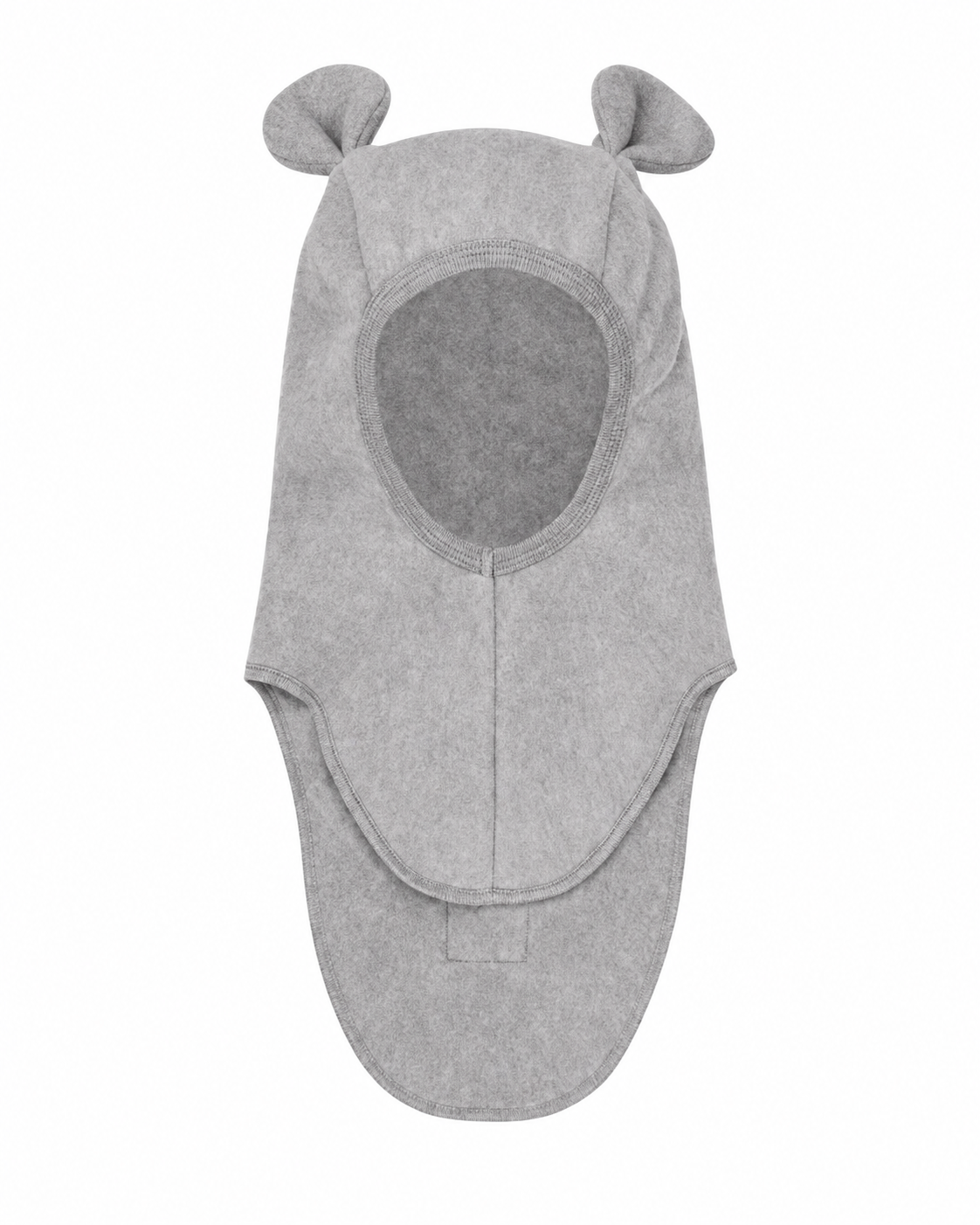Huttelihut Teddy Ears Cotton Fleece Balaclava in Medium Grey Melange - front view on white background