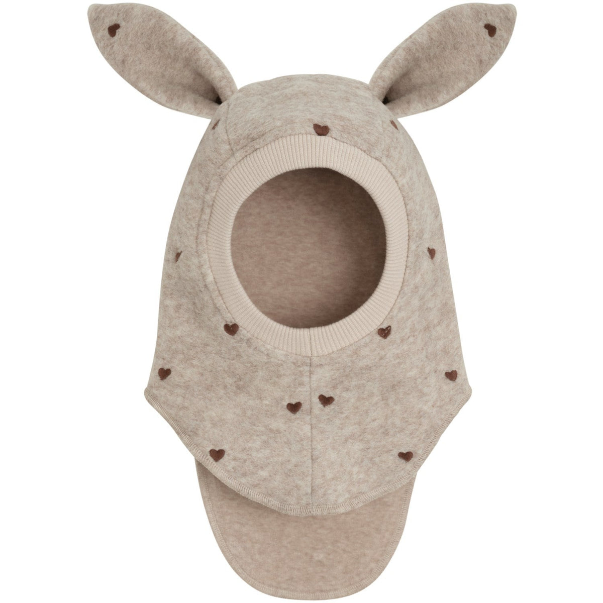 Huttelihut Embroidered Bunny Ears Wool Balaclava in Sand Melange - product view