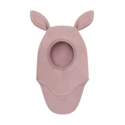 Huttelihut Bunny Ears Wool Fleece Balaclava in Woodrose - product view