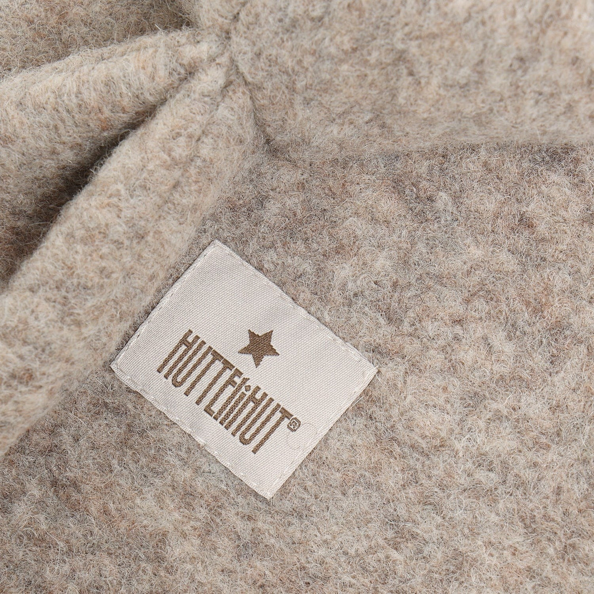 Huttelihut Bunny Ears Wool Balaclava in Camel Melange - detail view 1