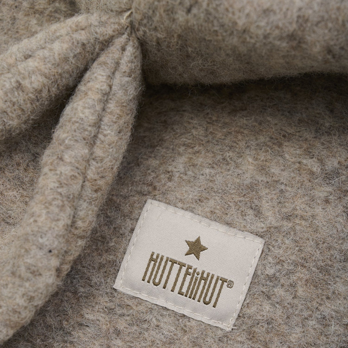 Huttelihut Bunny Ears Wool Balaclava in Camel Melange - detail view 1
