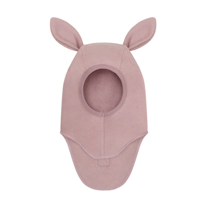 Huttelihut Bunny Ears Wool Fleece Balaclava in Woodrose - product view