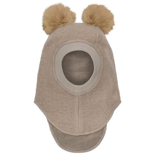 Huttelihut Camel Melange Balaclava Wool with 2 Camel Alpaca Pompoms Huttelihut - enjoykidsus