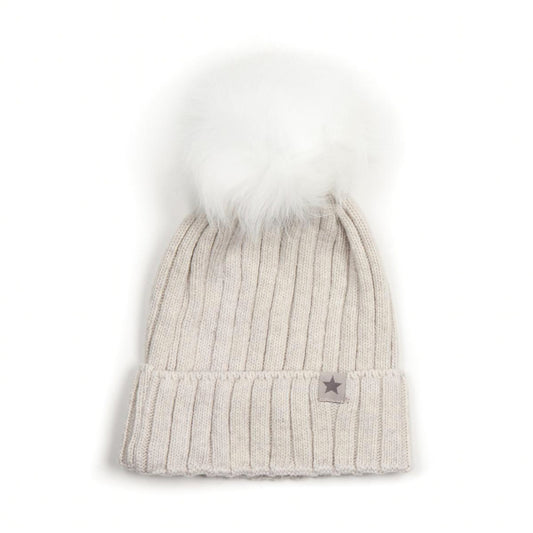 Huttelihut OffWhite Hat Knit W. Alpaca Pompom Huttelihut - enjoykidsus