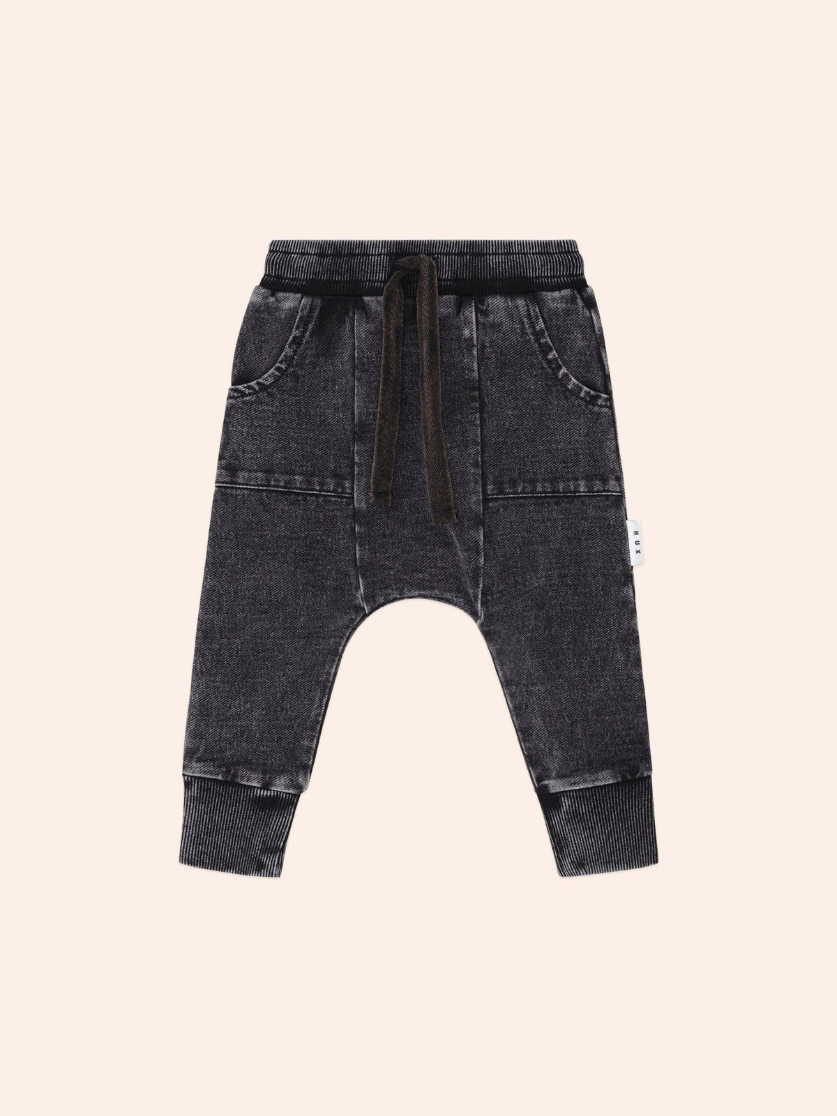 Huxbaby Black Knit Denim Pocket Pant Huxbaby