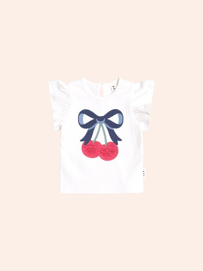 Huxbaby Cherry Bow Frill Sleeve Tee Huxbaby