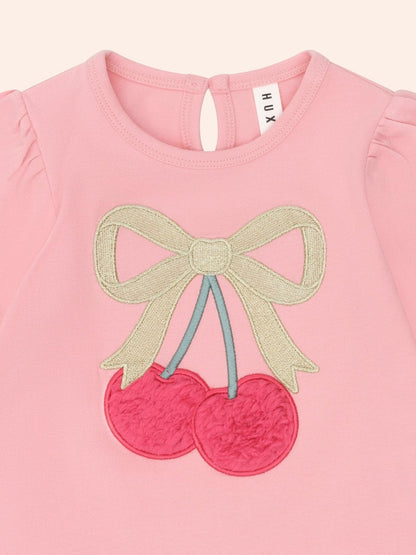 Huxbaby Cherry Bow Puff Sleeve Top Huxbaby