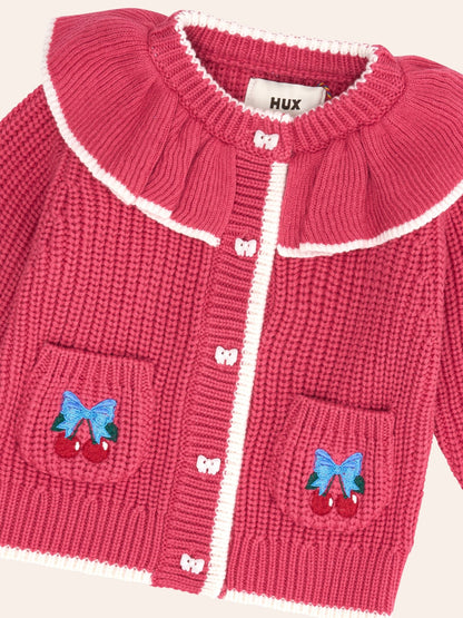 Huxbaby Cherry Frill Cardi - Cherry