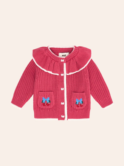 Huxbaby Cherry Frill Cardi - Cherry