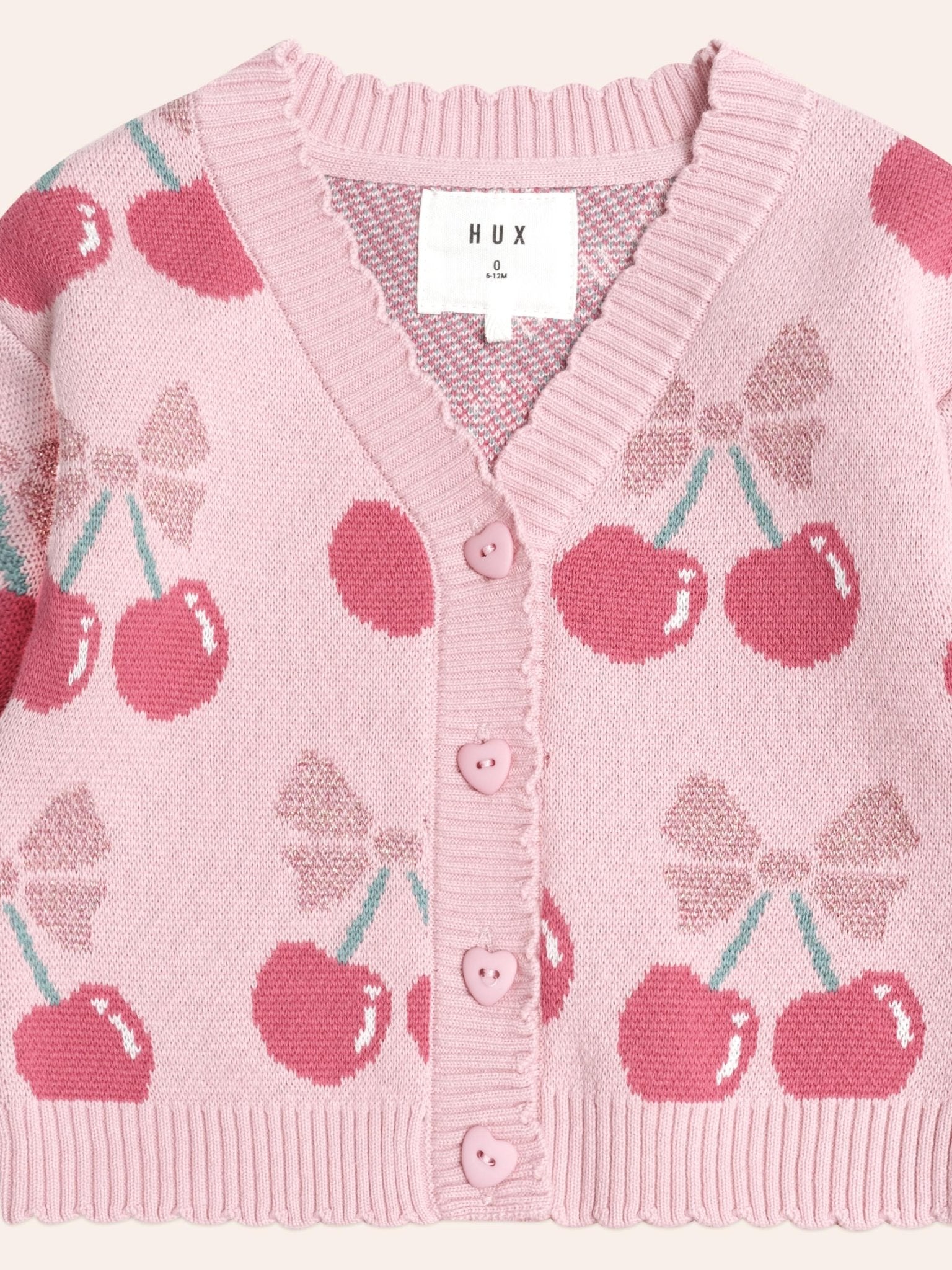 Huxbaby Cherry Pie Scalloped Knit Cardi Huxbaby