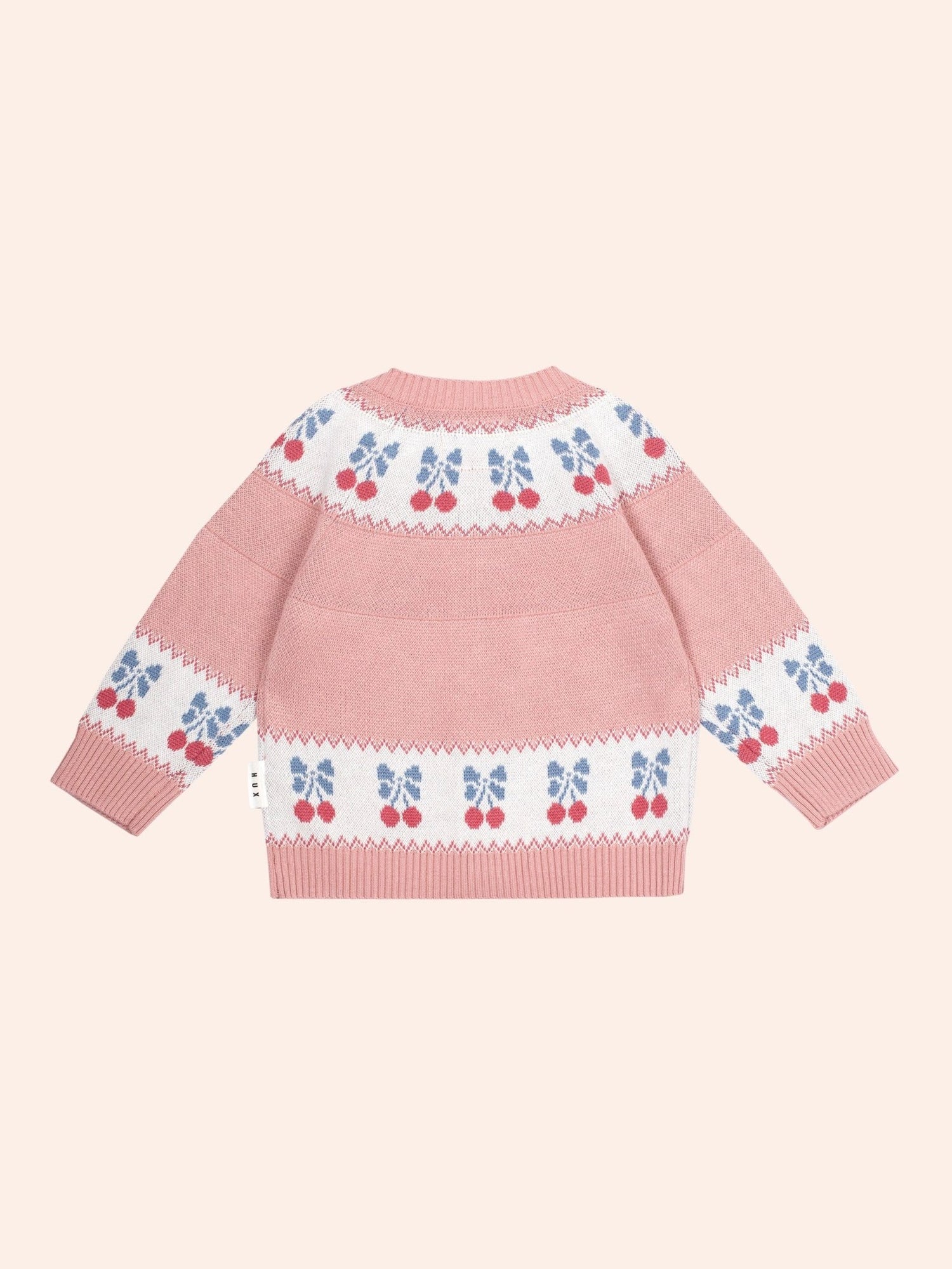 Huxbaby Folk Cherry Bow Cardi Pink Huxbaby