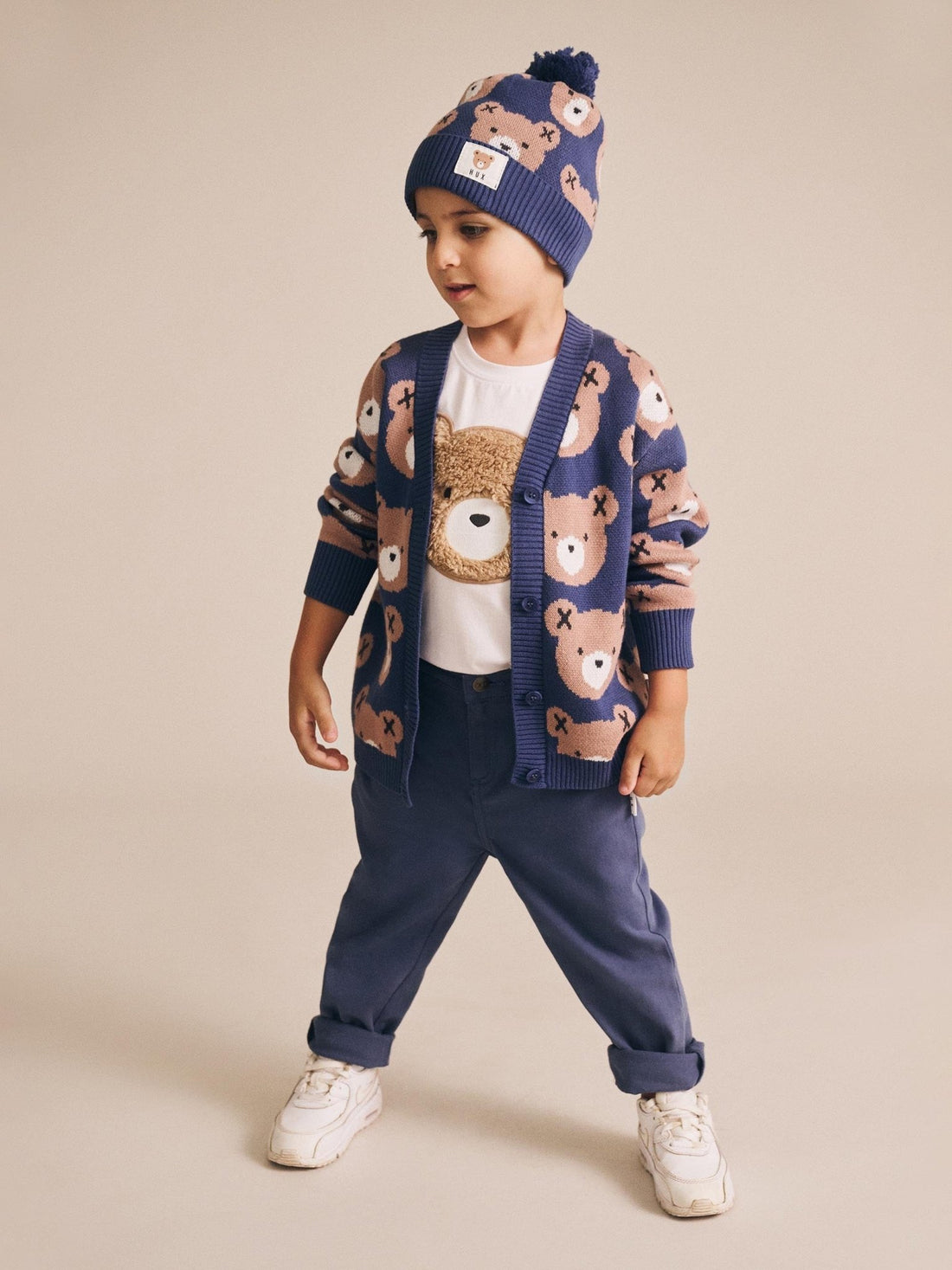 Huxbaby Huxbear Knit Cardi Navy Huxbaby