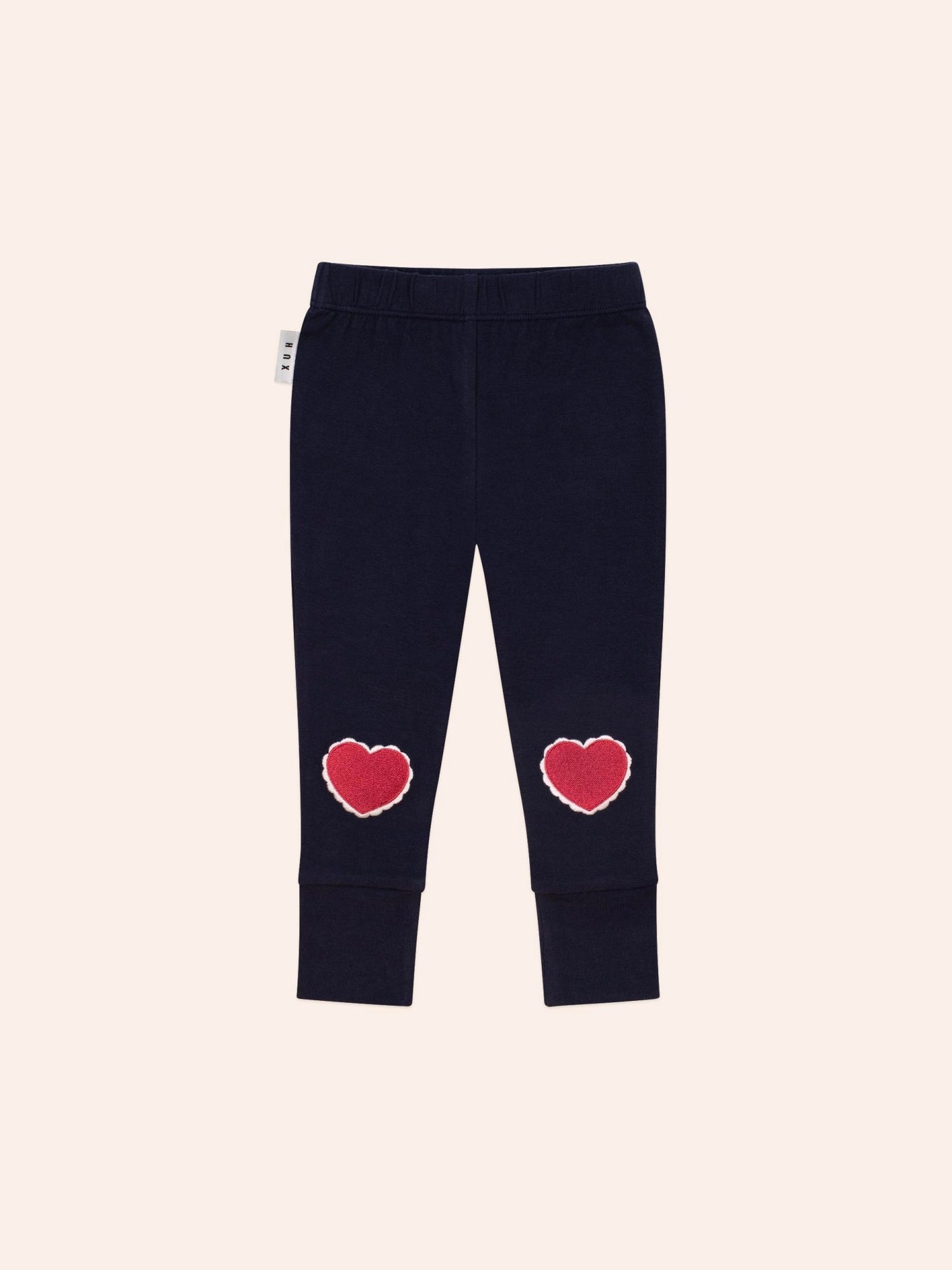 Huxbaby I Heart U Leggings – Navy Heart Knee Leggings Huxbaby